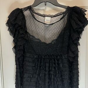 Maeve Elegant Black Lace Ruffle Blouse small